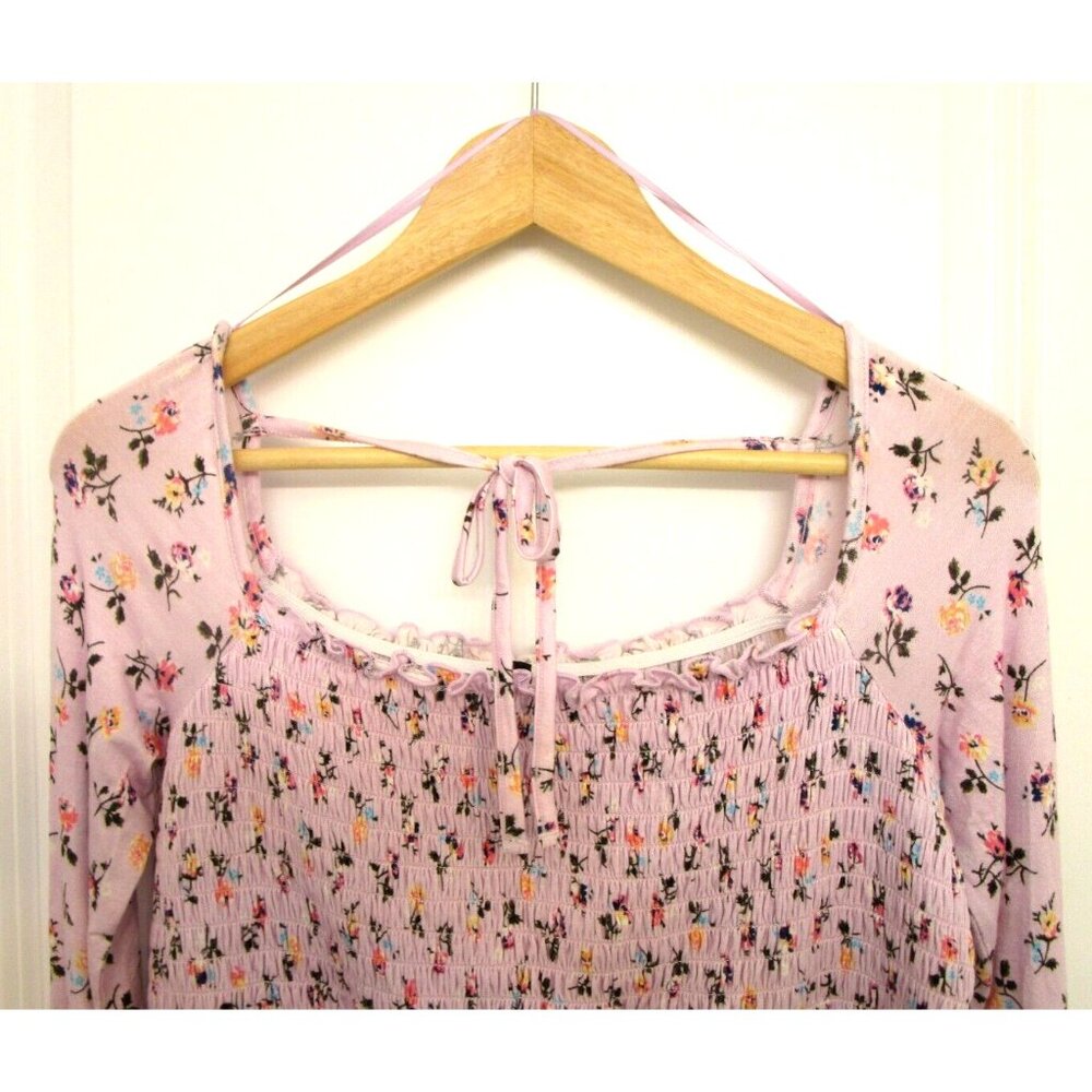 LORD & TAYLOR Design Lab Women's Lavender Floral Long Sleeve Top Large - NWT - Picture 3 of 15